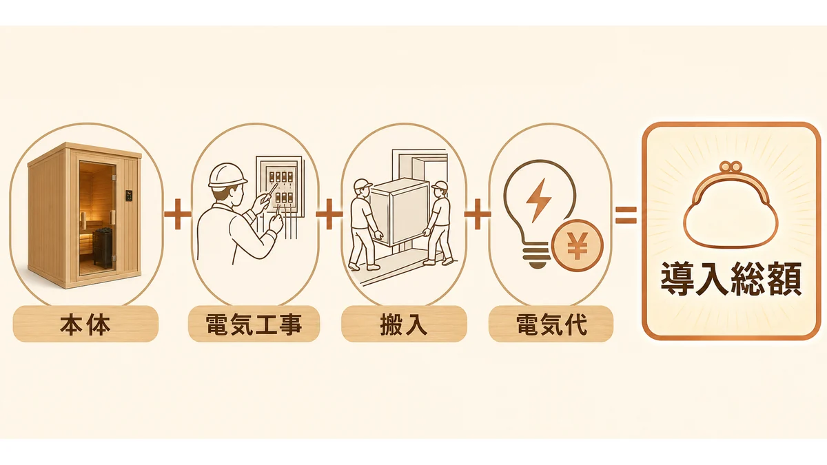 家庭用サウナの総費用を確認する図